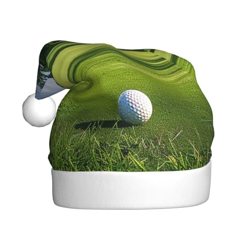 BWWHCCTI Weihnachtsmütze mit Golfplatz-Motiv, bedruckt, für Erwachsene, Herren, Damen, lustig, Plüsch, Weihnachtsmannmütze, Weihnachten, Urlaub, Party von BWWHCCTI