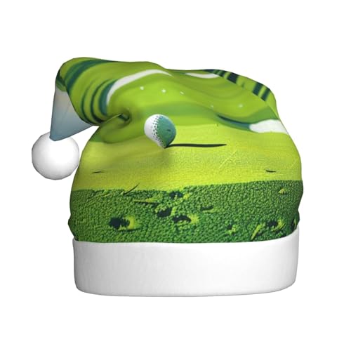 BWWHCCTI Weihnachtsmütze mit Golfplatz-Motiv, für Erwachsene, Herren, Damen, lustiger Plüsch, Weihnachtsmannmütze, Weihnachtsfeierhut von BWWHCCTI