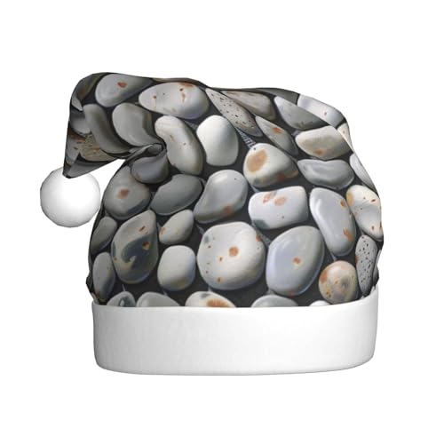 BWWHCCTI Weihnachtsmütze mit Kieselstein-Motiv, für Erwachsene, Herren, Damen, lustiger Plüsch, Weihnachtsmannmütze, Weihnachtsfeierhut von BWWHCCTI