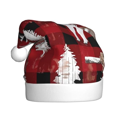 BWWHCCTI Weihnachtsmütze mit Kuh-Hirschbaum, bedruckt, für Erwachsene, Männer und Frauen, lustige Plüsch-Weihnachtsmannmütze, Weihnachtsfeierhut BWWHCCTI Weihnachtsmütze mit Kuh-Hirschbaum, bedruckt, für Erwachsene, Männer und Frauen, lustige Plüsch-Weihnachtsmannmütze, Weihnachtsfeierhut von BWWHCCTI