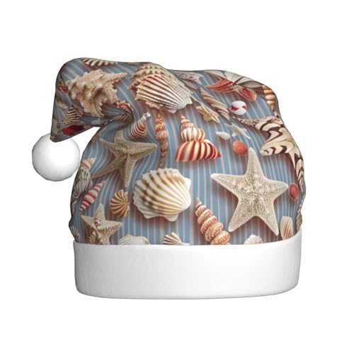 BWWHCCTI Weihnachtsmütze mit Muschelmotiv, bedruckt, für Erwachsene, Herren, Damen, lustiger Plüsch, Weihnachtsmannmütze, Weihnachtsfeierhut BWWHCCTI Weihnachtsmütze mit Muschelmotiv, bedruckt, für Erwachsene, Herren, Damen, lustiger Plüsch, Weihnachtsmannmütze, Weihnachtsfeierhut von BWWHCCTI