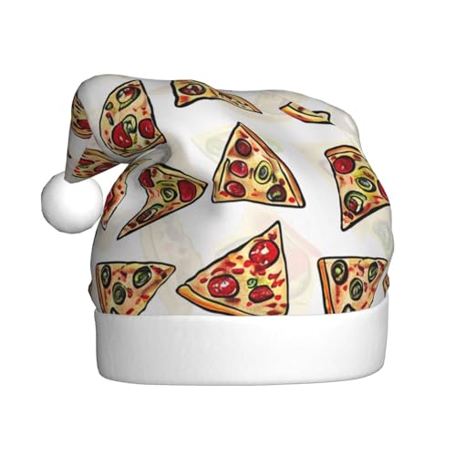 BWWHCCTI Weihnachtsmütze mit Pizza-Muster, bedruckt, für Erwachsene, Männer, Frauen, lustige Plüsch-Weihnachtsmannmütze, Weihnachten, Urlaub, Partyhut BWWHCCTI Weihnachtsmütze mit Pizza-Muster, bedruckt, für Erwachsene, Männer, Frauen, lustige Plüsch-Weihnachtsmannmütze, Weihnachten, Urlaub, Partyhut von BWWHCCTI