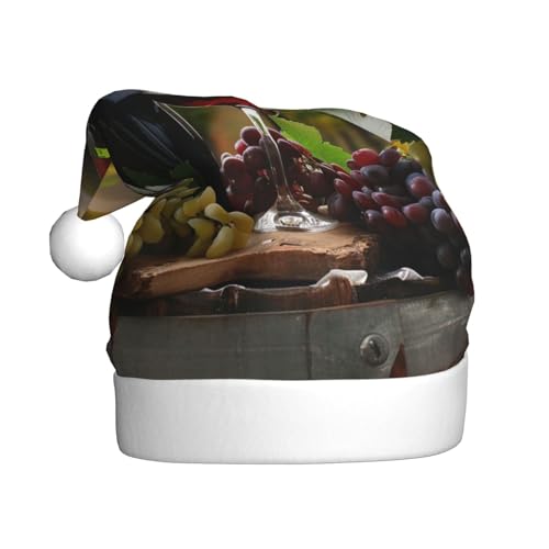BWWHCCTI Weihnachtsmütze mit Rotwein-Aufdruck für Erwachsene, Männer und Frauen, lustige Plüsch-Weihnachtsmannmütze, Weihnachten, Urlaub, Partyhut BWWHCCTI Weihnachtsmütze mit Rotwein-Aufdruck für Erwachsene, Männer und Frauen, lustige Plüsch-Weihnachtsmannmütze, Weihnachten, Urlaub, Partyhut von BWWHCCTI