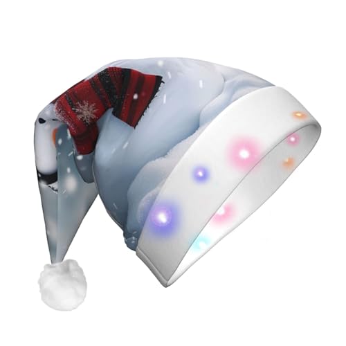 BWWHCCTI Weihnachtsmütze mit Schneemann-Motiv, bedruckt, LED-Weihnachtsmütze für Erwachsene, Männer, Frauen, lustiger Plüsch, beleuchtet, Weihnachtsmannmütze, Urlaubsparty-Hut BWWHCCTI Weihnachtsmütze mit Schneemann-Motiv, bedruckt, LED-Weihnachtsmütze für Erwachsene, Männer, Frauen, lustiger Plüsch, beleuchtet, Weihnachtsmannmütze, Urlaubsparty-Hut von BWWHCCTI