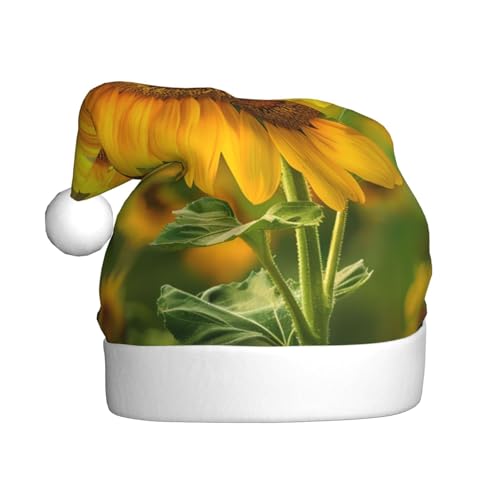 BWWHCCTI Weihnachtsmütze mit Sonnenblumen-Motiv, für Erwachsene, Herren, Damen, lustig, Plüsch, Weihnachtsmannmütze, Urlaub, Party von BWWHCCTI