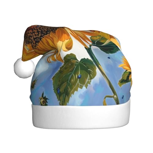 BWWHCCTI Weihnachtsmütze mit Sonnenblumen-Motiv, für Erwachsene, Herren, Damen, lustig, Plüsch, Weihnachtsmannmütze, Weihnachtsfeierhut BWWHCCTI Weihnachtsmütze mit Sonnenblumen-Motiv, für Erwachsene, Herren, Damen, lustig, Plüsch, Weihnachtsmannmütze, Weihnachtsfeierhut von BWWHCCTI