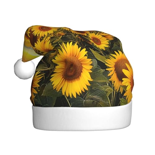 BWWHCCTI Weihnachtsmütze mit Sonnenblumenfeld-Druck, für Erwachsene, Männer, Frauen, lustige Plüsch-Weihnachtsmannmütze, Weihnachten, Urlaub, Partyhut BWWHCCTI Weihnachtsmütze mit Sonnenblumenfeld-Druck, für Erwachsene, Männer, Frauen, lustige Plüsch-Weihnachtsmannmütze, Weihnachten, Urlaub, Partyhut von BWWHCCTI