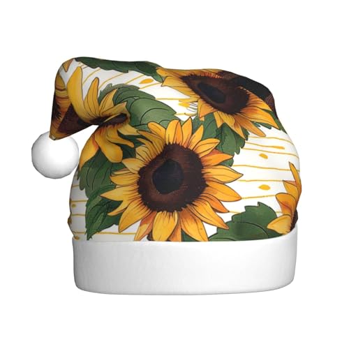 BWWHCCTI Weihnachtsmütze mit Sonnenblumenmuster, bedruckt, für Erwachsene, Männer, Frauen, lustige Plüsch-Weihnachtsmannmütze, Weihnachten, Urlaub, Partyhut BWWHCCTI Weihnachtsmütze mit Sonnenblumenmuster, bedruckt, für Erwachsene, Männer, Frauen, lustige Plüsch-Weihnachtsmannmütze, Weihnachten, Urlaub, Partyhut von BWWHCCTI