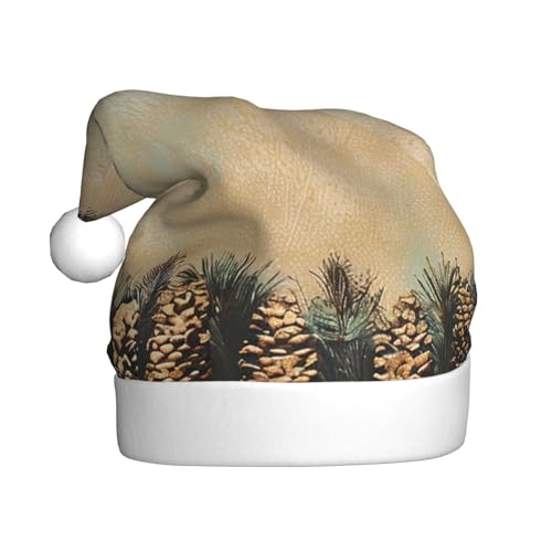 BWWHCCTI Weihnachtsmütze mit Tannenzapfen-Bordüre, bedruckt, für Erwachsene, Männer, Frauen, lustige Plüsch-Weihnachtsmannmütze, Weihnachten, Urlaub, Partyhut BWWHCCTI Weihnachtsmütze mit Tannenzapfen-Bordüre, bedruckt, für Erwachsene, Männer, Frauen, lustige Plüsch-Weihnachtsmannmütze, Weihnachten, Urlaub, Partyhut von BWWHCCTI