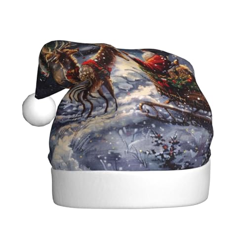 BWWHCCTI Weihnachtsmütze mit Weihnachtsmann und Hirsch, bedruckt, für Erwachsene, Männer, Frauen, lustige Plüsch-Weihnachtsmannmütze, Weihnachten, Urlaub, Partyhut BWWHCCTI Weihnachtsmütze mit Weihnachtsmann und Hirsch, bedruckt, für Erwachsene, Männer, Frauen, lustige Plüsch-Weihnachtsmannmütze, Weihnachten, Urlaub, Partyhut von BWWHCCTI