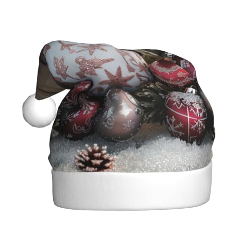 BWWHCCTI Weihnachtsmütze mit Weihnachtsverzierung, bedruckte Weihnachtsmütze für Erwachsene, Männer und Frauen, lustige Plüsch-Weihnachtsmannmütze, Weihnachtsfeier-Mütze BWWHCCTI Weihnachtsmütze mit Weihnachtsverzierung, bedruckte Weihnachtsmütze für Erwachsene, Männer und Frauen, lustige Plüsch-Weihnachtsmannmütze, Weihnachtsfeier-Mütze von BWWHCCTI