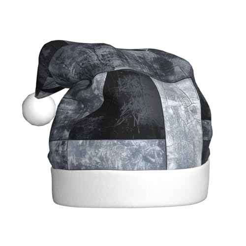 BWWHCCTI Weihnachtsmütze mit abstraktem grauem Druck, für Erwachsene, Männer und Frauen, lustige Plüsch-Weihnachtsmannmütze, Weihnachten, Urlaub, Partyhut von BWWHCCTI