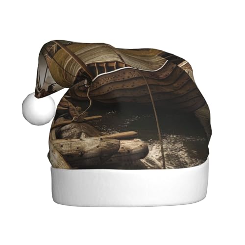 BWWHCCTI Weihnachtsmütze mit altem Boot, für Erwachsene, Männer, Frauen, lustige Plüsch-Weihnachtsmannmütze, Weihnachten, Urlaub, Partyhut BWWHCCTI Weihnachtsmütze mit altem Boot, für Erwachsene, Männer, Frauen, lustige Plüsch-Weihnachtsmannmütze, Weihnachten, Urlaub, Partyhut von BWWHCCTI