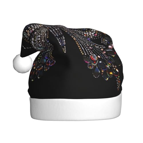BWWHCCTI Weihnachtsmütze mit buntem Strass-Schmetterling für Erwachsene, Männer und Frauen, lustige Plüsch-Weihnachtsmannmütze, Weihnachten, Urlaub, Party Hut von BWWHCCTI