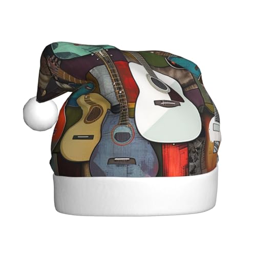 BWWHCCTI Weihnachtsmütze mit farbigen Akustik- und Gitarren-Aufdruck für Erwachsene, Männer und Frauen, lustige Plüsch-Weihnachtsmannmütze, Weihnachten, Urlaub, Partyhut BWWHCCTI Weihnachtsmütze mit farbigen Akustik- und Gitarren-Aufdruck für Erwachsene, Männer und Frauen, lustige Plüsch-Weihnachtsmannmütze, Weihnachten, Urlaub, Partyhut von BWWHCCTI