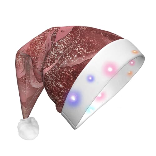 BWWHCCTI Weihnachtsmütze mit goldfarbenen Streifen, Rose, bedruckt, LED-Weihnachtsmütze für Erwachsene, Männer und Frauen, lustiger Plüsch, beleuchtet, Weihnachtsmannmütze, Urlaubsparty-Hut BWWHCCTI Weihnachtsmütze mit goldfarbenen Streifen, Rose, bedruckt, LED-Weihnachtsmütze für Erwachsene, Männer und Frauen, lustiger Plüsch, beleuchtet, Weihnachtsmannmütze, Urlaubsparty-Hut von BWWHCCTI