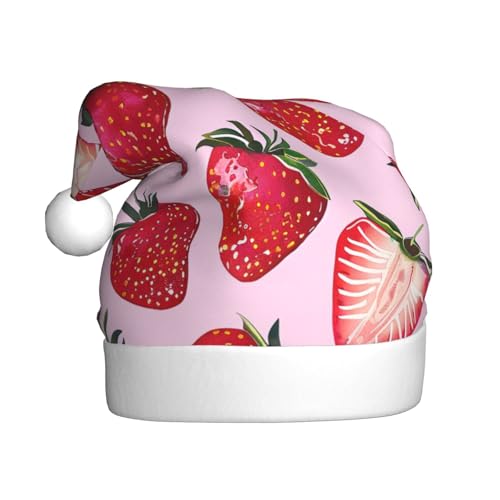BWWHCCTI Weihnachtsmütze mit leuchtenden Erdbeeren, bedruckt, für Erwachsene, Männer und Frauen, lustige Plüsch-Weihnachtsmannmütze, Weihnachten, Urlaub, Partyhut BWWHCCTI Weihnachtsmütze mit leuchtenden Erdbeeren, bedruckt, für Erwachsene, Männer und Frauen, lustige Plüsch-Weihnachtsmannmütze, Weihnachten, Urlaub, Partyhut von BWWHCCTI