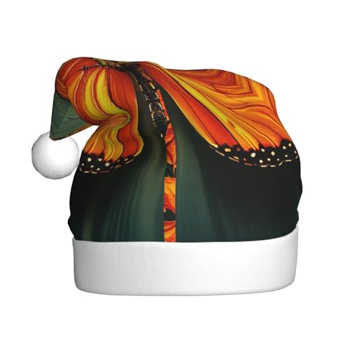 BWWHCCTI Weihnachtsmütze mit orangefarbenem Schmetterling für Erwachsene, Männer und Frauen, lustige Plüsch-Weihnachtsmannmütze, Weihnachten, Urlaub, Partyhut BWWHCCTI Weihnachtsmütze mit orangefarbenem Schmetterling für Erwachsene, Männer und Frauen, lustige Plüsch-Weihnachtsmannmütze, Weihnachten, Urlaub, Partyhut von BWWHCCTI
