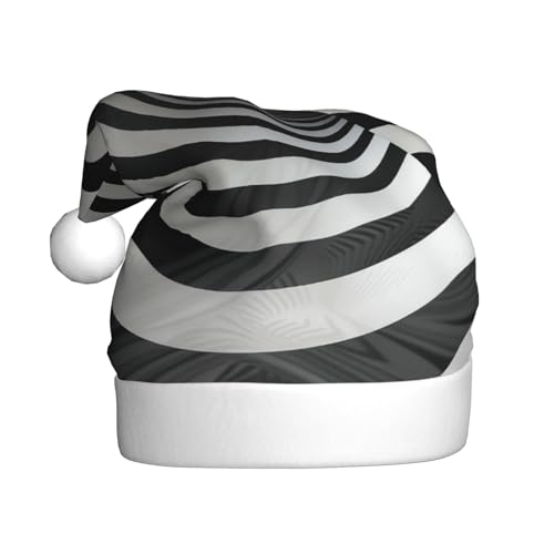 BWWHCCTI Weihnachtsmütze mit schwarz-weißen Streifen für Erwachsene, Männer und Frauen, lustige Plüsch-Weihnachtsmannmütze, Weihnachten, Urlaub, Partyhut BWWHCCTI Weihnachtsmütze mit schwarz-weißen Streifen für Erwachsene, Männer und Frauen, lustige Plüsch-Weihnachtsmannmütze, Weihnachten, Urlaub, Partyhut von BWWHCCTI