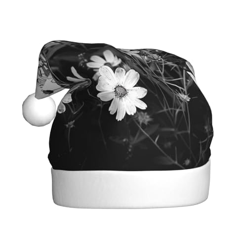 BWWHCCTI Weihnachtsmütze mit schwarzen und weißen Blumen bedruckt, für Erwachsene, Männer, Frauen, lustige Plüsch-Weihnachtsmannmütze, Weihnachten, Urlaub, Party, Hut BWWHCCTI Weihnachtsmütze mit schwarzen und weißen Blumen bedruckt, für Erwachsene, Männer, Frauen, lustige Plüsch-Weihnachtsmannmütze, Weihnachten, Urlaub, Party, Hut von BWWHCCTI