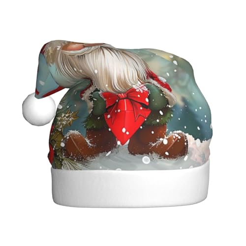 BWWHCCTI Weihnachtsmütze mit traditionellem Zwerg, bedruckt, für Erwachsene, Männer, Frauen, lustiger Plüsch-Weihnachtsmannmütze, Weihnachtsfeierhut BWWHCCTI Weihnachtsmütze mit traditionellem Zwerg, bedruckt, für Erwachsene, Männer, Frauen, lustiger Plüsch-Weihnachtsmannmütze, Weihnachtsfeierhut von BWWHCCTI