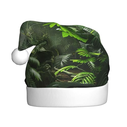 BWWHCCTI Weihnachtsmütze mit tropischem Regenwald, bedruckt, für Erwachsene, Herren, Damen, lustiger Plüsch, Weihnachtsmannmütze, Weihnachtsfeierhut BWWHCCTI Weihnachtsmütze mit tropischem Regenwald, bedruckt, für Erwachsene, Herren, Damen, lustiger Plüsch, Weihnachtsmannmütze, Weihnachtsfeierhut von BWWHCCTI