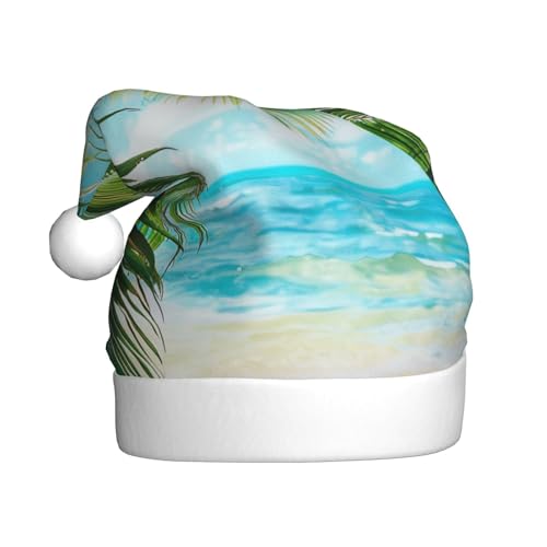 BWWHCCTI Weihnachtsmütze mit tropischem Strandpflanzen-Motiv, bedruckt, für Erwachsene, Männer und Frauen, lustige Plüsch-Weihnachtsmannmütze, Weihnachten, Urlaub, Partyhut BWWHCCTI Weihnachtsmütze mit tropischem Strandpflanzen-Motiv, bedruckt, für Erwachsene, Männer und Frauen, lustige Plüsch-Weihnachtsmannmütze, Weihnachten, Urlaub, Partyhut von BWWHCCTI