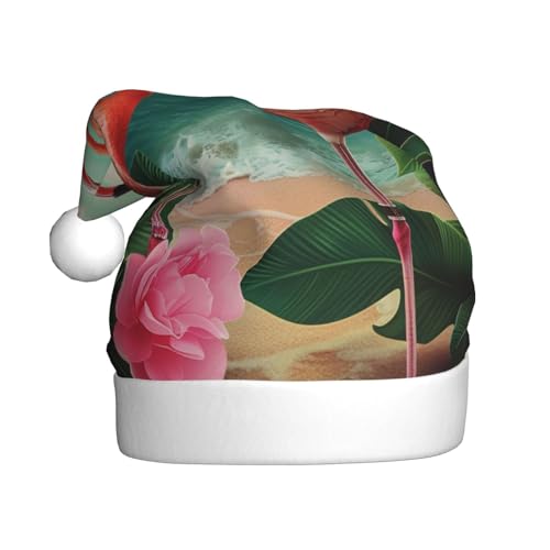 BWWHCCTI Weihnachtsmütze mit zwei Flamingos, bedruckt, für Erwachsene, Herren, Damen, lustig, Plüsch, Weihnachtsmannmütze, Weihnachten, Urlaub, Partyhut BWWHCCTI Weihnachtsmütze mit zwei Flamingos, bedruckt, für Erwachsene, Herren, Damen, lustig, Plüsch, Weihnachtsmannmütze, Weihnachten, Urlaub, Partyhut von BWWHCCTI