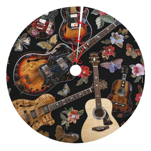 Bedruckter Weihnachtsbaumrock mit Gitarren, 121,9 cm, verdickter Weihnachtsbaumschmuck, Röcke für Weihnachten, Urlaub, Party-Dekoration Bedruckter Weihnachtsbaumrock mit Gitarren, 121,9 cm, verdickter Weihnachtsbaumschmuck, Röcke für Weihnachten, Urlaub, Party-Dekoration von BWWHCCTI