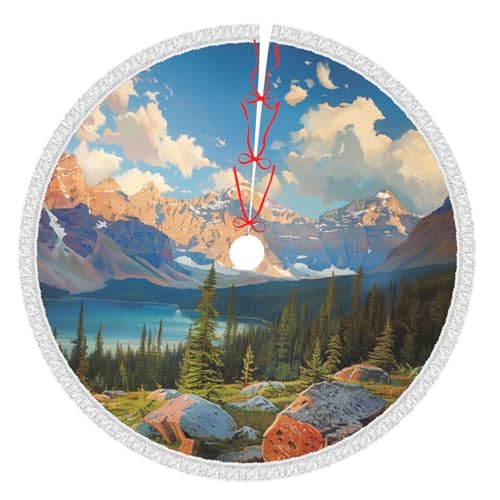 Bedruckter Weihnachtsbaumrock mit Quaste, 121,9 cm, mit Quaste, verdickte Weihnachtsbaummatte, Dekorationen, Röcke für Weihnachten, Urlaub, Party-Dekoration Bedruckter Weihnachtsbaumrock mit Quaste, 121,9 cm, mit Quaste, verdickte Weihnachtsbaummatte, Dekorationen, Röcke für Weihnachten, Urlaub, Party-Dekoration von BWWHCCTI
