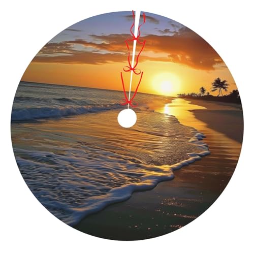 Bedruckter Weihnachtsbaumrock mit Sonnenuntergang, 121,9 cm, verdickter Weihnachtsbaumschmuck, Röcke für Weihnachten, Urlaub, Party-Dekoration Bedruckter Weihnachtsbaumrock mit Sonnenuntergang, 121,9 cm, verdickter Weihnachtsbaumschmuck, Röcke für Weihnachten, Urlaub, Party-Dekoration von BWWHCCTI