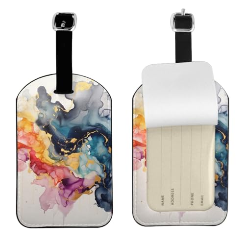 Bunte Gepäckanhänger mit Gouache-Aufdruck für Männer und Frauen, niedliches PU-Leder, Koffer-Etiketten, Reisetaschen-Anhänger Bunte Gepäckanhänger mit Gouache-Aufdruck für Männer und Frauen, niedliches PU-Leder, Koffer-Etiketten, Reisetaschen-Anhänger von BWWHCCTI