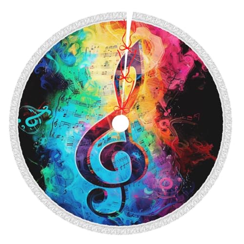 Bunte Musiknoten, bedruckt, 121,9 cm, Weihnachtsbaumrock mit Quaste, verdickte Weihnachtsbaummatte, Dekorationen, Röcke für Weihnachten, Urlaub, Party-Dekoration Bunte Musiknoten, bedruckt, 121,9 cm, Weihnachtsbaumrock mit Quaste, verdickte Weihnachtsbaummatte, Dekorationen, Röcke für Weihnachten, Urlaub, Party-Dekoration von BWWHCCTI