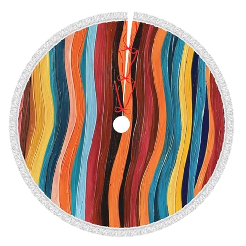 Bunte Streifen, bedruckt, 91,4 cm, Weihnachtsbaumrock mit Quaste, verdickte Weihnachtsbaummatte, Dekorationen, Röcke für Weihnachten, Urlaub, Party-Dekoration Bunte Streifen, bedruckt, 91,4 cm, Weihnachtsbaumrock mit Quaste, verdickte Weihnachtsbaummatte, Dekorationen, Röcke für Weihnachten, Urlaub, Party-Dekoration von BWWHCCTI