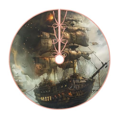 Cooler Weihnachtsbaumrock mit Piratenschiff, 121,9 cm, mit Bändern und Kanten, für Weihnachten, Urlaub, Party-Dekoration Cooler Weihnachtsbaumrock mit Piratenschiff, 121,9 cm, mit Bändern und Kanten, für Weihnachten, Urlaub, Party-Dekoration von BWWHCCTI