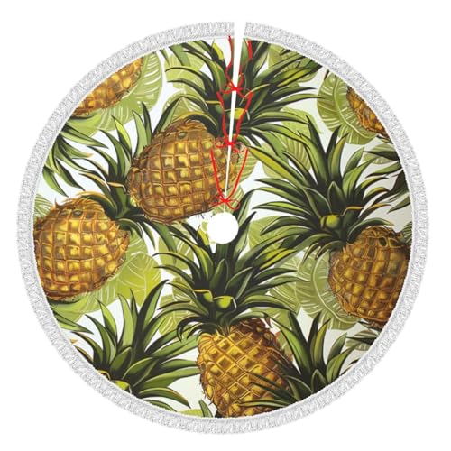 Exotische tropische Ananas, bedruckt, 121,9 cm, Weihnachtsbaumrock mit Quaste, verdickte Weihnachtsbaummatte, Dekorationen, Röcke für Weihnachten, Urlaub, Party-Dekoration Exotische tropische Ananas, bedruckt, 121,9 cm, Weihnachtsbaumrock mit Quaste, verdickte Weihnachtsbaummatte, Dekorationen, Röcke für Weihnachten, Urlaub, Party-Dekoration von BWWHCCTI