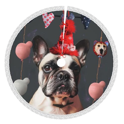 Französische Bulldogge, bedruckt, 121,9 cm, Weihnachtsbaumrock mit Quaste, verdickte Weihnachtsbaummatte, Dekorationen, Röcke für Weihnachten, Urlaub, Party-Dekoration Französische Bulldogge, bedruckt, 121,9 cm, Weihnachtsbaumrock mit Quaste, verdickte Weihnachtsbaummatte, Dekorationen, Röcke für Weihnachten, Urlaub, Party-Dekoration von BWWHCCTI