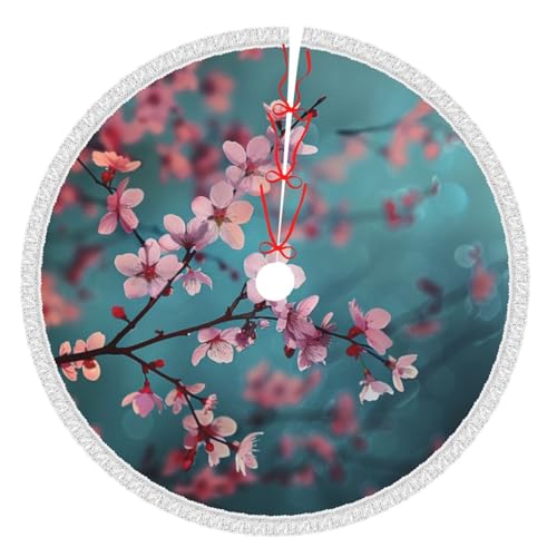 Japanische Kirschblumen, bedruckt, 91,4 cm, Weihnachtsbaumrock mit Quaste, verdickte Weihnachtsbaummatte, Dekorationen, Röcke für Weihnachten, Urlaub, Party-Dekoration Japanische Kirschblumen, bedruckt, 91,4 cm, Weihnachtsbaumrock mit Quaste, verdickte Weihnachtsbaummatte, Dekorationen, Röcke für Weihnachten, Urlaub, Party-Dekoration von BWWHCCTI