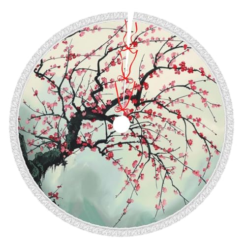 Japanischer Kirschbaum, bedruckt, 91,4 cm, Weihnachtsbaumrock mit Quaste, verdickte Weihnachtsbaummatte, Dekorationen, Röcke für Weihnachten, Urlaub, Party-Dekoration Japanischer Kirschbaum, bedruckt, 91,4 cm, Weihnachtsbaumrock mit Quaste, verdickte Weihnachtsbaummatte, Dekorationen, Röcke für Weihnachten, Urlaub, Party-Dekoration von BWWHCCTI