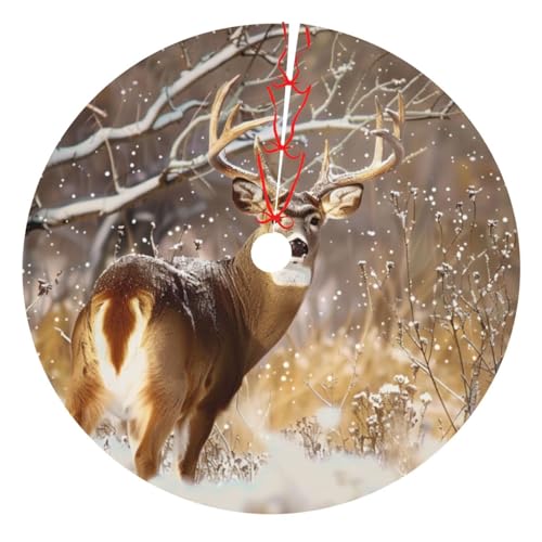 Kostenloser Weißschwanz-Hirsch-bedruckter Weihnachtsbaumrock, 121,9 cm, verdickter Weihnachtsbaumschmuck, Röcke für Weihnachten, Urlaub, Party-Dekoration Kostenloser Weißschwanz-Hirsch-bedruckter Weihnachtsbaumrock, 121,9 cm, verdickter Weihnachtsbaumschmuck, Röcke für Weihnachten, Urlaub, Party-Dekoration von BWWHCCTI