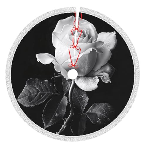 Monochrome Rose Printed 121.9 cm Christmas Tree Skirt with Tassel, Thickened Xmas Tree Mat Decorations Skirts for Christmas Holiday Party Decor Monochrome Rose Printed 121.9 cm Christmas Tree Skirt with Tassel, Thickened Xmas Tree Mat Decorations Skirts for Christmas Holiday Party Decor von BWWHCCTI