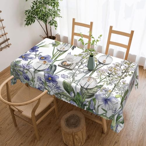 Rechteckige Tischdecke mit Blumenkräutern und krautigen Pflanzen, waschbar, Esstischdecke mit Spitze, Polyester, Tischdecke für Küche, Buffet, Urlaub, Party, Hochzeitsbankett, 137 x 183 cm Rechteckige Tischdecke mit Blumenkräutern und krautigen Pflanzen, waschbar, Esstischdecke mit Spitze, Polyester, Tischdecke für Küche, Buffet, Urlaub, Party, Hochzeitsbankett, 137 x 183 cm von BWWHCCTI