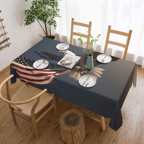 Rechteckige Tischdecke mit Weißkopfseeadler, bedruckt mit US-Flagge, waschbar, dekorative Tischdecken mit Spitze, Polyester, Tischdecke für Küche, Buffet, Urlaub, Party, Hochzeitsbankett Rechteckige Tischdecke mit Weißkopfseeadler, bedruckt mit US-Flagge, waschbar, dekorative Tischdecken mit Spitze, Polyester, Tischdecke für Küche, Buffet, Urlaub, Party, Hochzeitsbankett von BWWHCCTI
