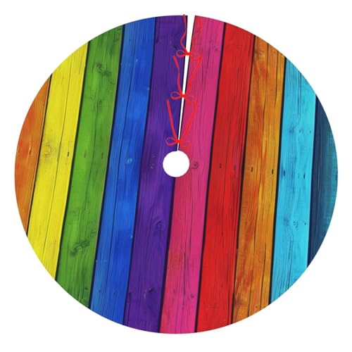 Regenbogenfarbener Holzhintergrund, bedruckter Weihnachtsbaumrock, 121,9 cm, verdickter Weihnachtsbaumschmuck, Röcke für Weihnachten, Urlaub, Party-Dekoration Regenbogenfarbener Holzhintergrund, bedruckter Weihnachtsbaumrock, 121,9 cm, verdickter Weihnachtsbaumschmuck, Röcke für Weihnachten, Urlaub, Party-Dekoration von BWWHCCTI
