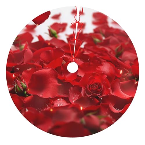 Rote Rosenblätter bedruckter Weihnachtsbaumrock, 121,9 cm, verdickter Weihnachtsbaumschmuck, Röcke für Weihnachten, Urlaub, Party-Dekoration Rote Rosenblätter bedruckter Weihnachtsbaumrock, 121,9 cm, verdickter Weihnachtsbaumschmuck, Röcke für Weihnachten, Urlaub, Party-Dekoration von BWWHCCTI