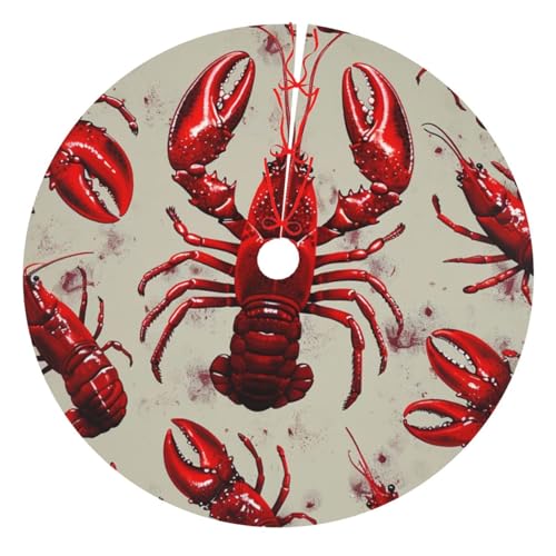 Roter Hummer bedruckter Weihnachtsbaumrock, 121,9 cm, verdickter Weihnachtsbaumschmuck, Röcke für Weihnachten, Urlaub, Party-Dekoration Roter Hummer bedruckter Weihnachtsbaumrock, 121,9 cm, verdickter Weihnachtsbaumschmuck, Röcke für Weihnachten, Urlaub, Party-Dekoration von BWWHCCTI