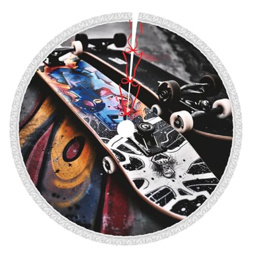 Skate Boards Bedruckter Weihnachtsbaumrock mit Quaste, verdickte Weihnachtsbaummatte, Dekorationen, Röcke für Weihnachten, Urlaub, Party, Dekoration Skate Boards Bedruckter Weihnachtsbaumrock mit Quaste, verdickte Weihnachtsbaummatte, Dekorationen, Röcke für Weihnachten, Urlaub, Party, Dekoration von BWWHCCTI