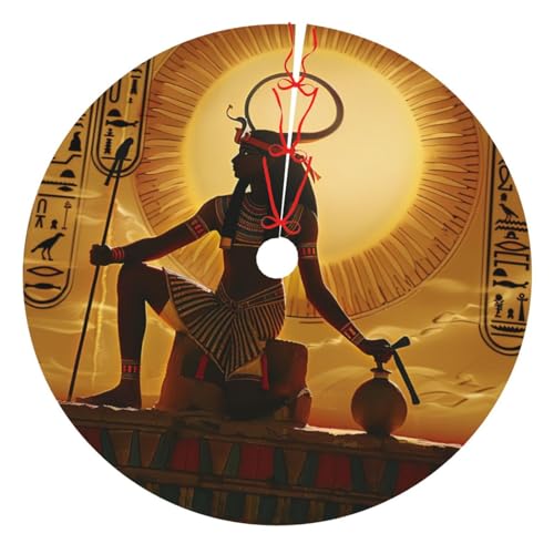 Sun Old Egyptian Timeless Grace Printed Christmas Tree Skirt 121.9 cm, Thickened Xmas Tree Decorations Skirts for Christmas Holiday Party Decor von BWWHCCTI