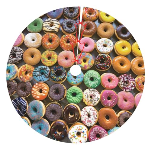 Viele Arten von Donuts, bedruckter Weihnachtsbaumrock, 121,9 cm, verdickter Weihnachtsbaumschmuck, Röcke für Weihnachten, Urlaub, Party-Dekoration von BWWHCCTI