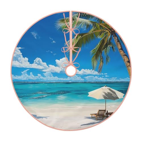 Weihnachtsbaum-Rock für den Strand, tropisches Meer, 121,9 cm, mit Bändern und Kanten, für Weihnachten, Urlaub, Party, Dekoration, Weiß Weihnachtsbaum-Rock für den Strand, tropisches Meer, 121,9 cm, mit Bändern und Kanten, für Weihnachten, Urlaub, Party, Dekoration, Weiß von BWWHCCTI